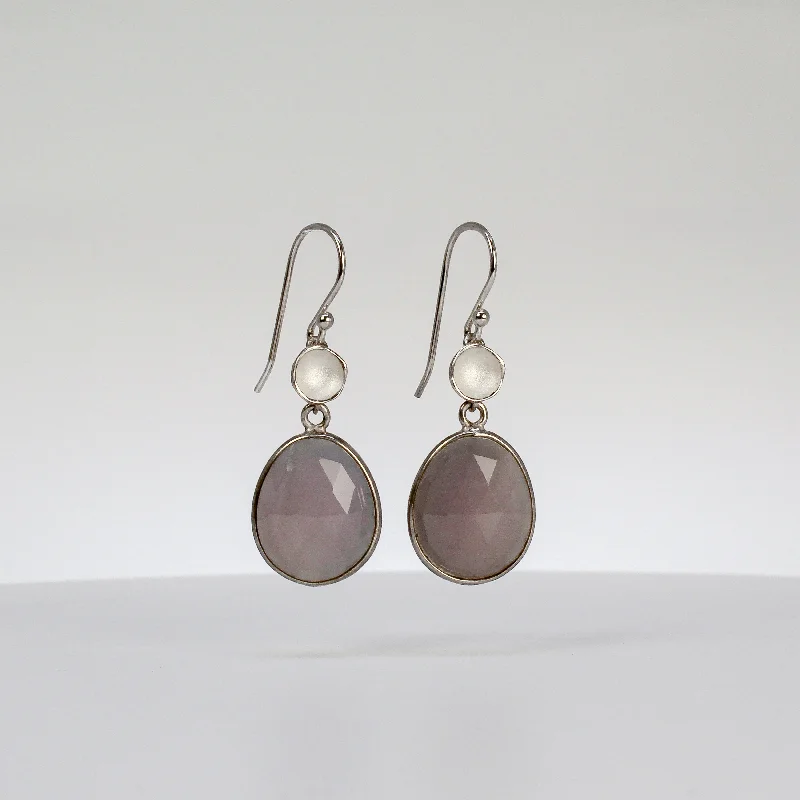 Short Drop Earrings for Subtle -NEW! Medium Pod Earrings with Lavender Blue Quartz in Sterling Silver by Sarah Richardson