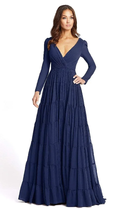 Plus size dresses featuring wrap styles are versatile -Stylish plus size dresses for date night -Ieena Duggal - 55311 Long Sleeve Ruched A-Line Simple Prom Dress