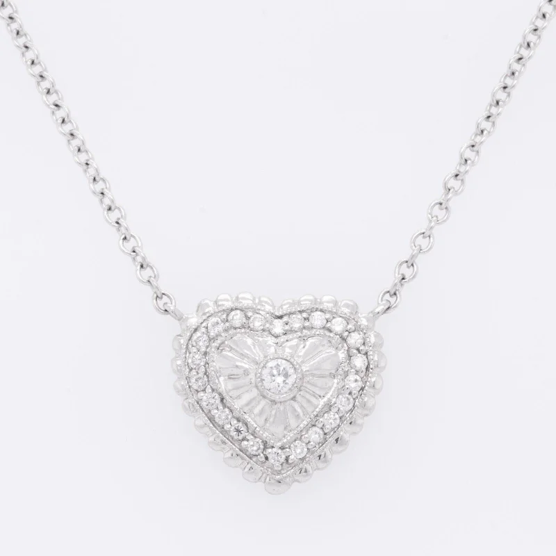 Fashionable necklaces and pendants with birthstones for a personalized gift idea-14k White Gold Diamond Heart Pendant Necklace 0.30ctw G VS2 5.7 grams 17"