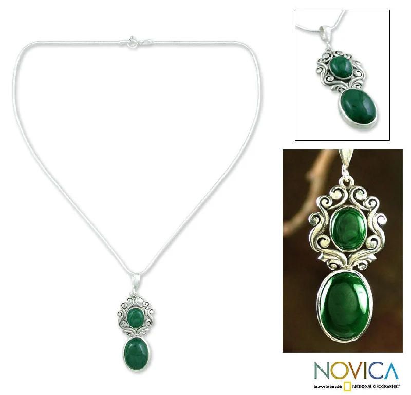 Best necklaces and pendants with opal gemstones for an iridescent glow-Queen of the Forest Malachite Pendant Necklace