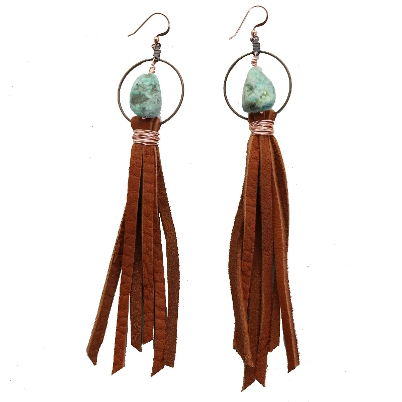 Floral Drop Earrings with Petals -VE25A - Vestige Turquoise Stone Tassel Earrings