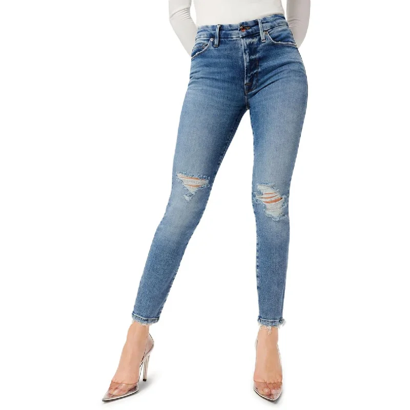 White Jeans for Fresh Look -Good American Womens Cropped Distressed Skinny Jeans