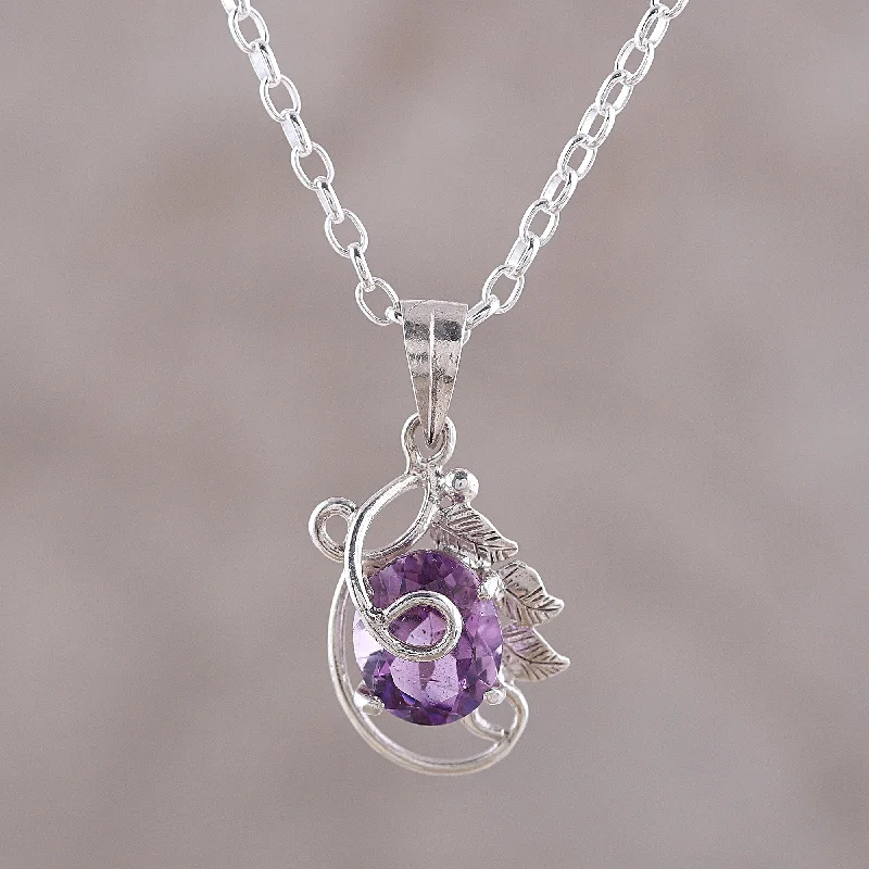 Best necklaces and pendants with sterling silver for an affordable yet stylish choice-Beaming Lilac Handcrafted Sterling Silver and Amethyst Pendant Necklace