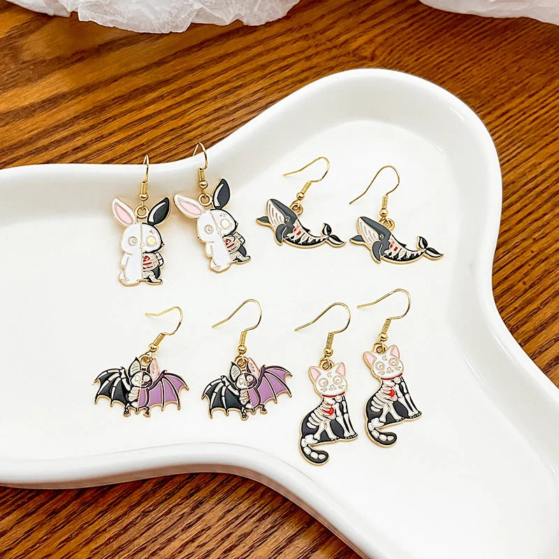 Vintage Drop Earrings with Patina -Wholesale Halloween Funny Animal Fashion Versatile Earrings