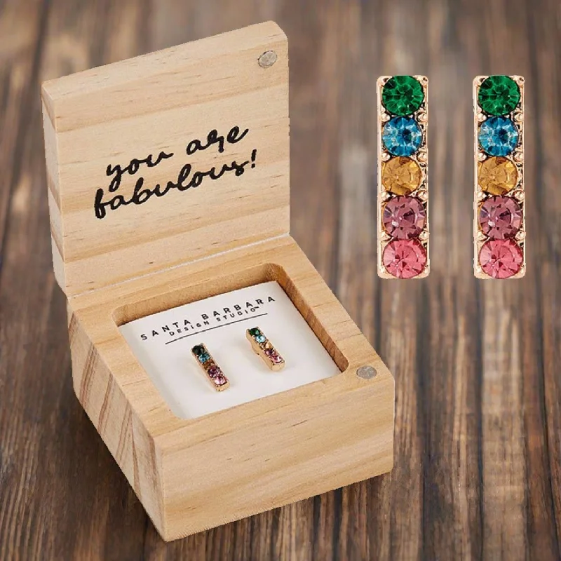 Drop Earrings with Abstract Designs -Hello Darling Treasure Box Earrings | In Wooden Gift Box