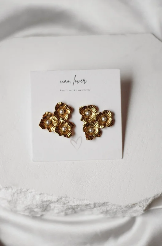 Minimalist Drop Earrings with Simplicity -Flower Cluster Stud Statement Earrings