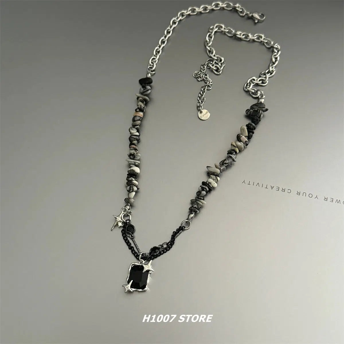 Necklaces and pendants with enamel accents for a colorful, eye-catching appearance-Black Gemstone Necklace