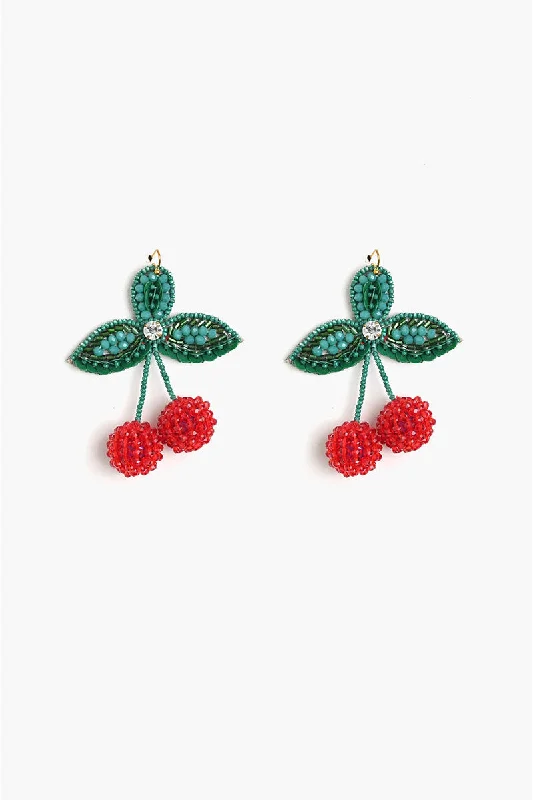 Minimalist Drop Earrings with Simplicity -Cherry Season Handbeaded Earrings