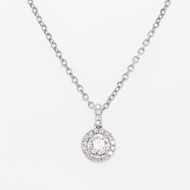 Personalized necklaces and pendants with name engravings for a custom touch-14k White Gold Diamond Circlet Halo Drop Necklace 0.48ctw G VS2 18" 3.5g