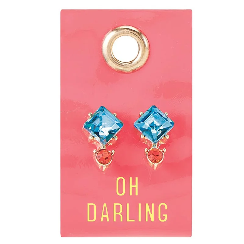 Drop Earrings for Concert Look -Oh Darling Blue and Coral Gemstone Earrings | Leather Tag