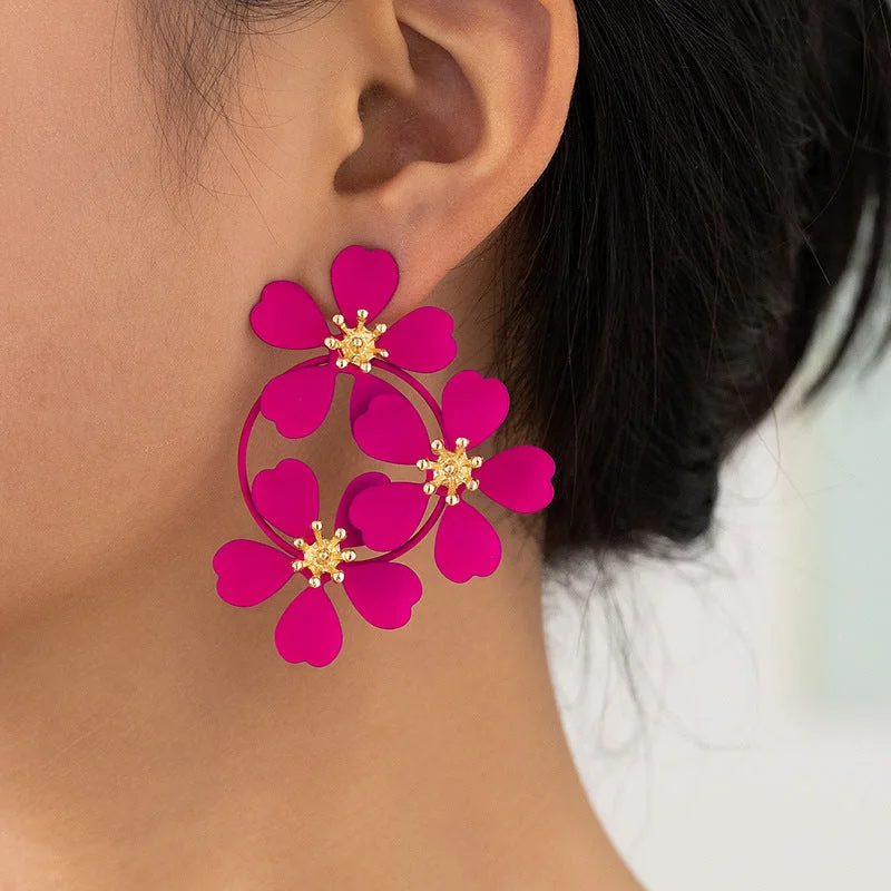 Gothic Drop Earrings with Dark Tone -Wholesale Alloy Flower Earrings