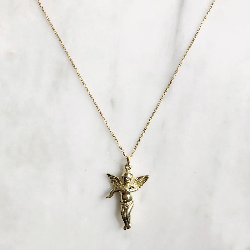 Necklaces and pendants with custom designs for a completely unique jewelry piece-Gold Guardian Angel Necklace