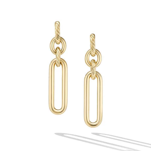 Drop Earrings with Textured Surface -Lexington Double Link Drop Earrings in 18K Yellow Gold