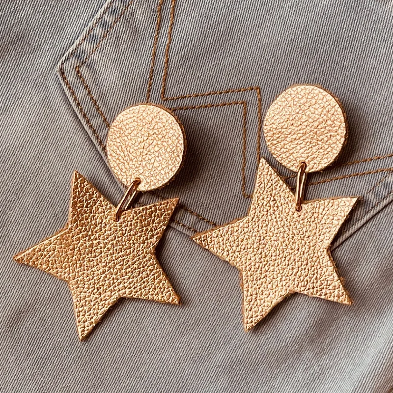 Contemporary Drop Earrings for Fashion -VE95 - Champagne Star Earrings