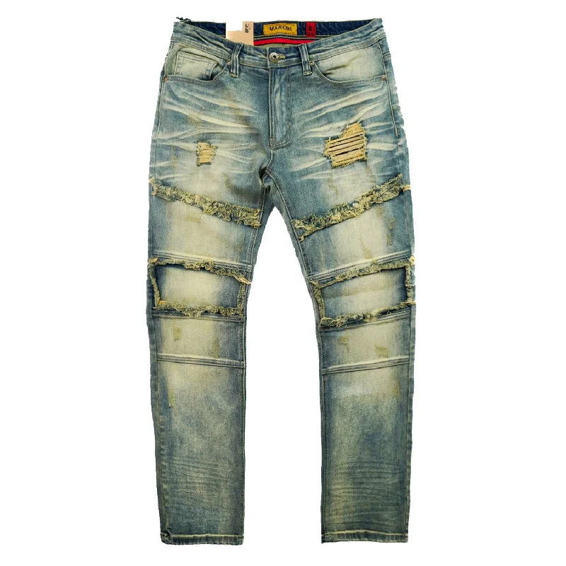 Dark Wash Jeans for Elegance -M1967 Makobi David Denim Jeans - Dirt Wash