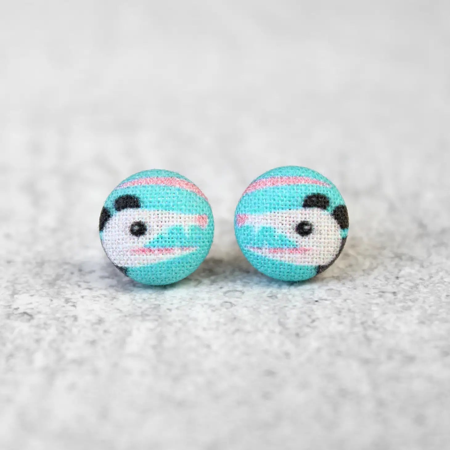 Possum Fabric Button Earrings | Handmade in the US