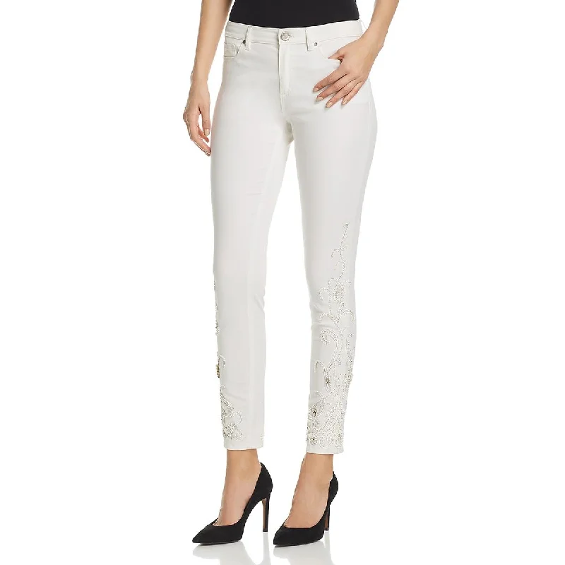 Casual Friday Jeans for Relaxed -Elie Tahari Womens Denim Embellished Skinny Jeans