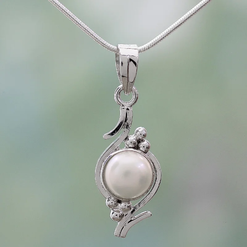 Layered necklaces and pendants for a trendy and fashionable stacked look-Lightning Cloud Pearl on Sterling Silver Necklace Bridal Jewelry