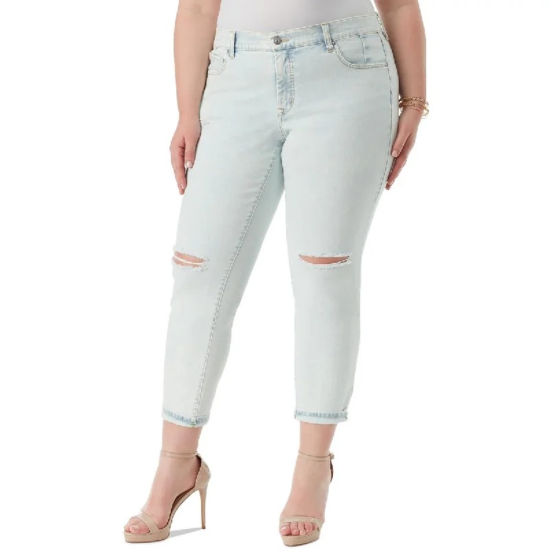 Mini Shorts Jeans for Youthful -Jessica Simpson Womens Plus Mika Cuffed Light Wash Skinny Jeans