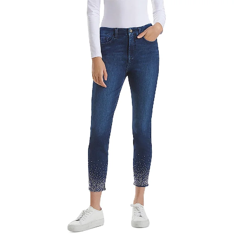 Mom Jeans for Vintage Appeal -Jen7 Womens High Rise Embellsihed Skinny Jeans