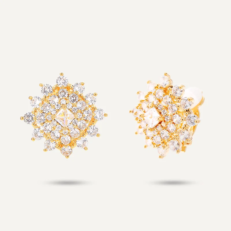 Diamond Drop Earrings for Luxury -Star Geometric Cubic Zirconia Earrings In Gold-Tone