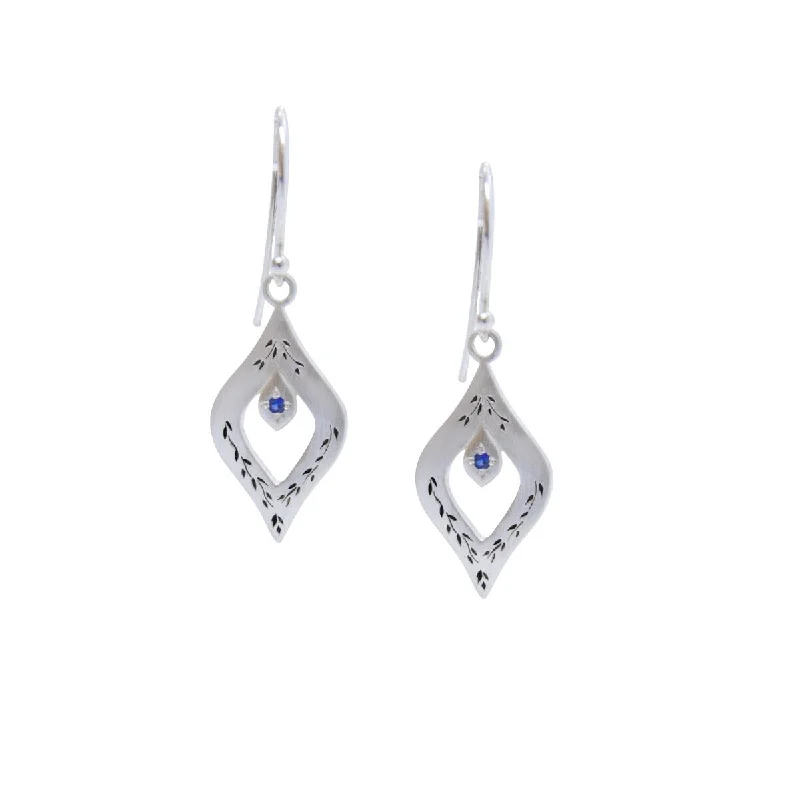 Drop Earrings for Birthday Celebration -NEW! New Window Secret Garden Earrings with Sapphires in Sterling Silver by Adel Chefridi