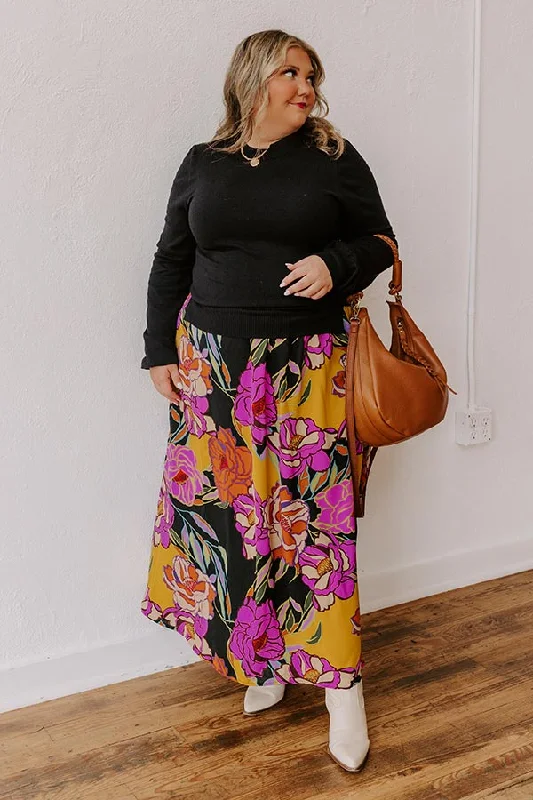 Plus size dresses with soft cotton feel comfy -Plus size bodycon dresses for curvy women -Novel Romance Floral Maxi Dress Curves