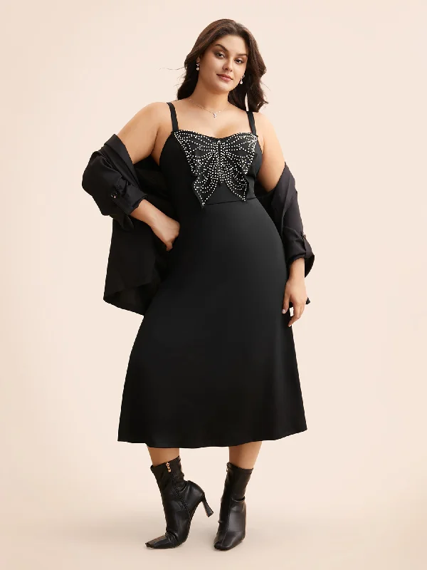 Plus size dresses with cap sleeves feel dainty -Bohemian plus size dresses for relaxed style -Butterfly Pearl Beaded Cami Dress