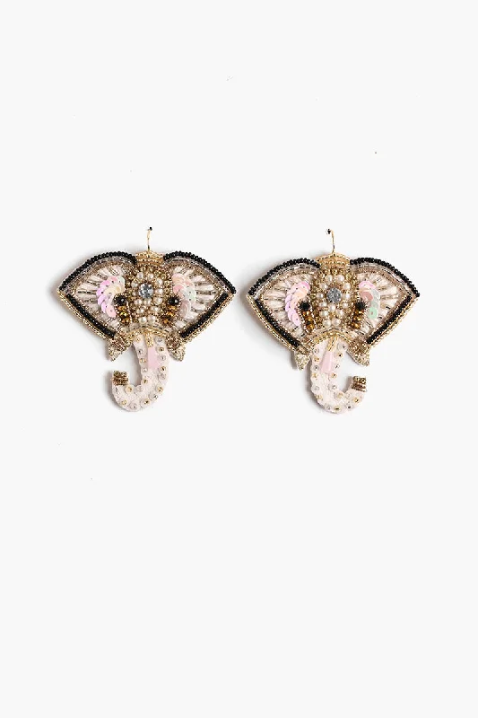 Beaded Drop Earrings for Party -Elephant Beaded Earrings