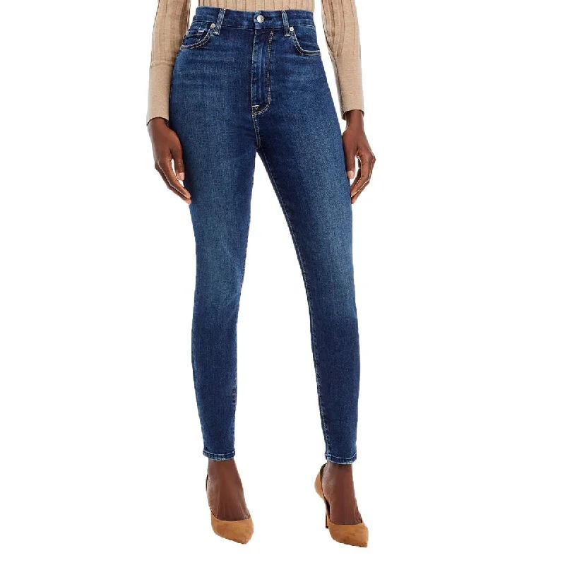 Cargo Jeans for Utility -7 For All Mankind Aubrey Women's Medium Wash High Rise Ankle Crop Skinny Jeans