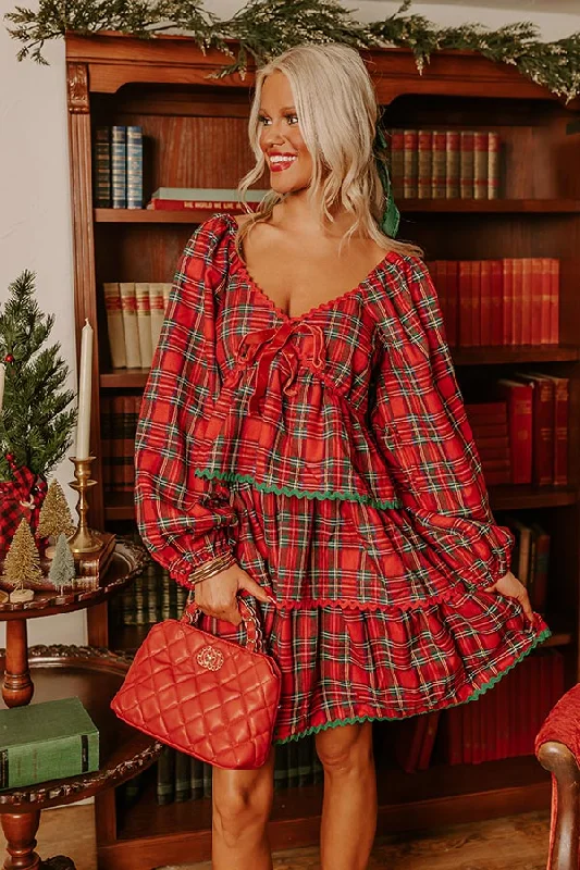 Plus size dresses with sleek fits elongate frames -Plus size dresses with a flowing skirt for ease of movement -Polished Plaid Tiered Mini Dress