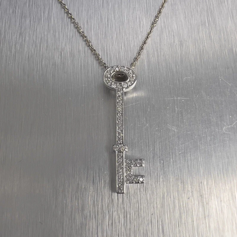 Beautiful necklaces and pendants with moon and star charms for a dreamy effect-14K White Gold Skeleton Key Effy “Bita” Diamond Pendant 0.35ctw 16.75" RET$1,500