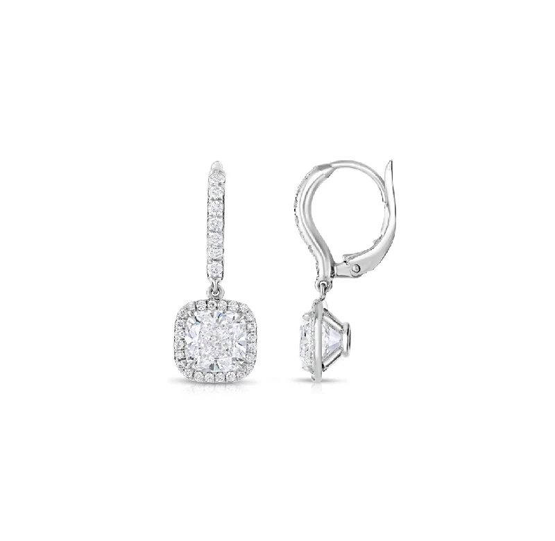 Drop Earrings with Enamel Coating -Sabel Collection White Gold Diamond Dangle Earrings