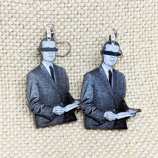 Nickel Free Drop Earrings for Safety -Censor Man Earrings | Handmade and Lightweight