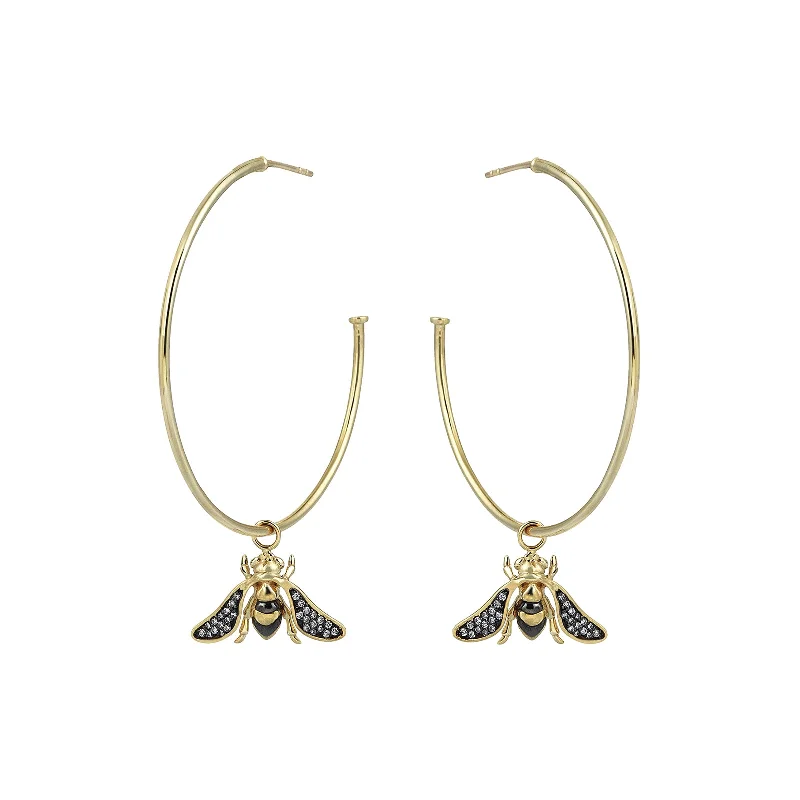 Drop Earrings for Festival Style -Bee Hoop Earrings