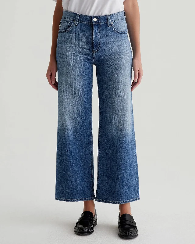 Four Pocket Jeans for Simplicity -Saige Wide Leg Crop in Bell Canyon