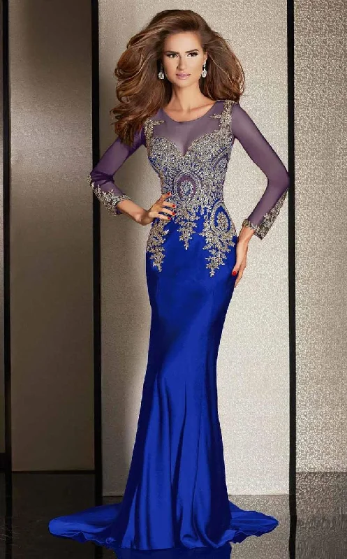 Plus size dresses with unique patterns catch eyes -Plus size dresses for the holidays and festive occasions -Clarisse - M6203 Embellished Illusion Scoop Dress