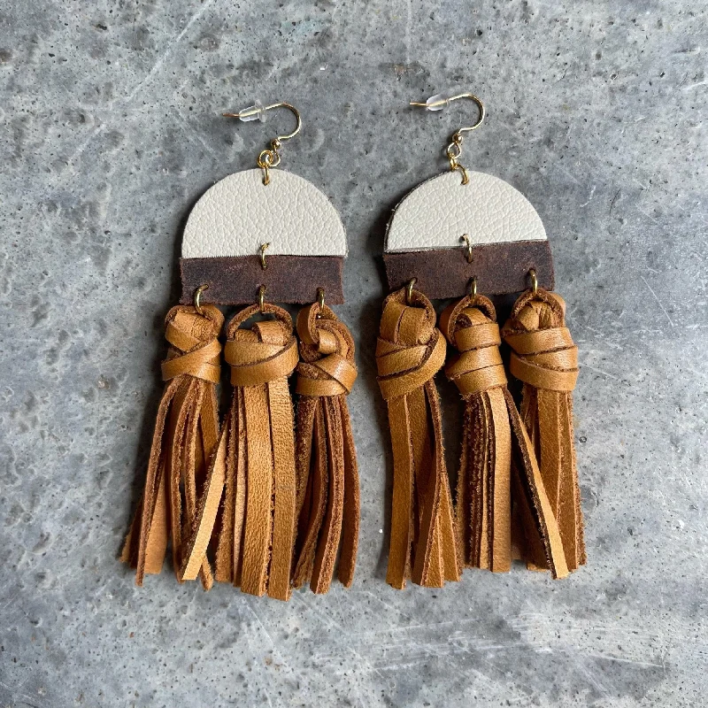 Vintage Drop Earrings with Patina -VE96 - Sunset Tassel Earrings