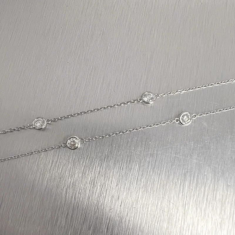 Personalized necklaces and pendants with name engravings for a custom touch-14k White Gold 10 Station Diamonds by the Yard Necklace 1.91ctw G VS2 18" 4.2g