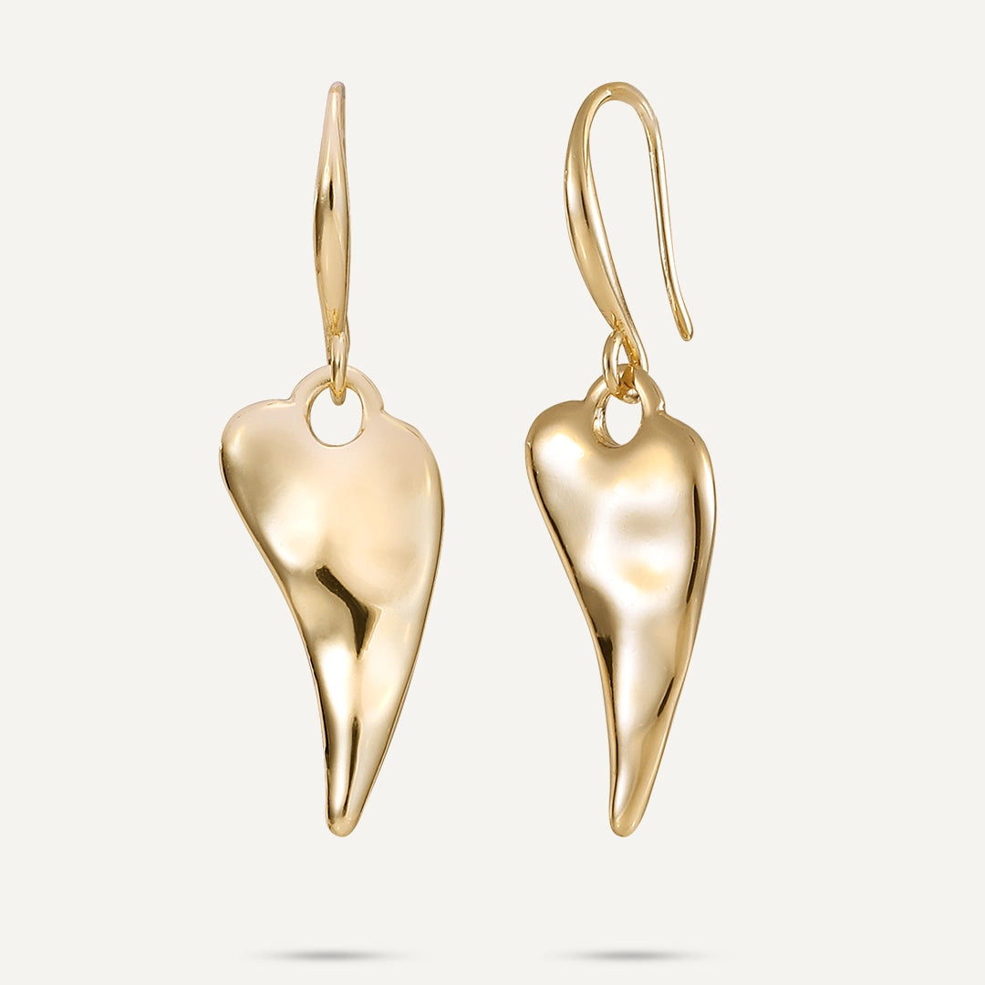 Tarnish Resistant Drop Earrings for Longevity -Elongated Heart Drop Earrings In Gold-Tone