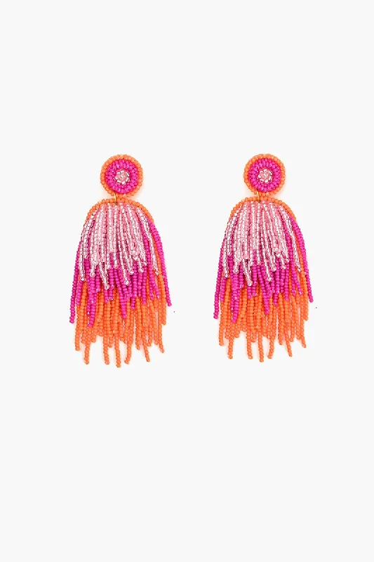 Drop Earrings with Chevron Designs -Charming Layered Beaded Earrings