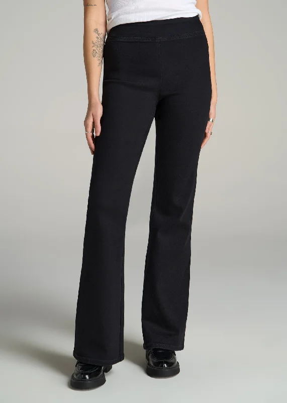 Mini Shorts Jeans for Youthful -Chloe Pull-on Flare Jeans for Tall Women in Washed Black