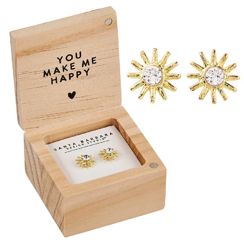 Drop Earrings for Formal Attire -You Are My Sunshine Treasure Box Earrings | Sun-shaped Earrings in a Box | Gift for Her