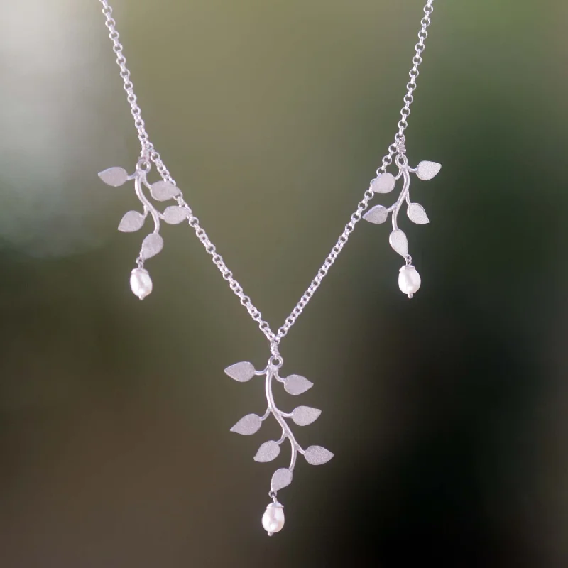 Best necklaces and pendants for everyday wear with minimalist designs-Cloud Forest White Pearl & Silver Necklace