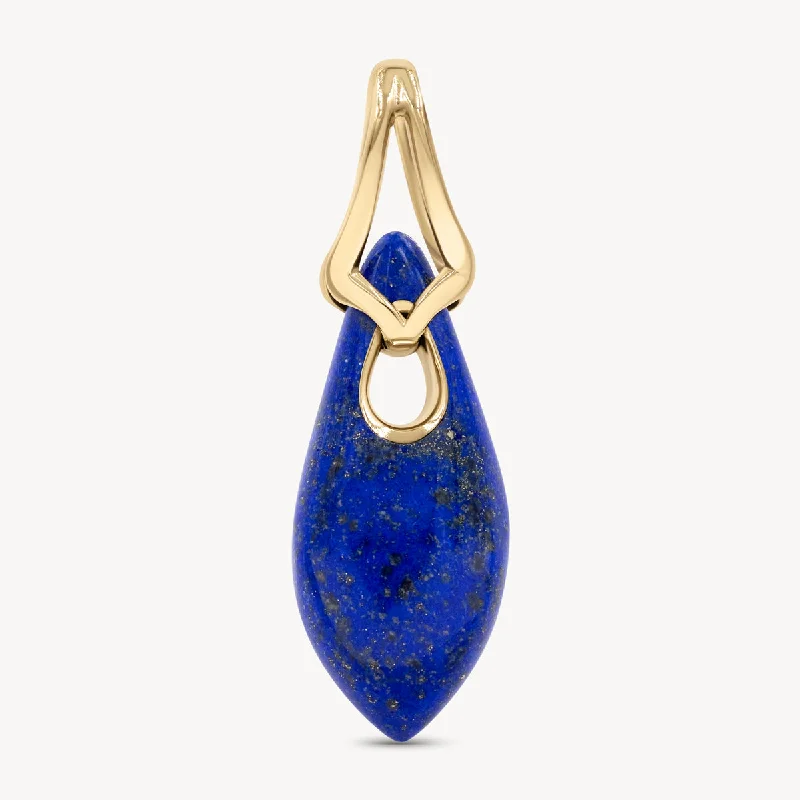 Necklaces and pendants with personalized charms for a custom piece of jewelry-Lapis Elongated Droplet Pendant