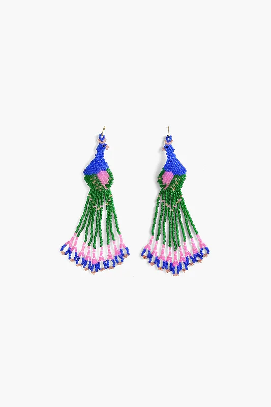 Drop Earrings for Christmas Party -Peacock Plumes Earrings