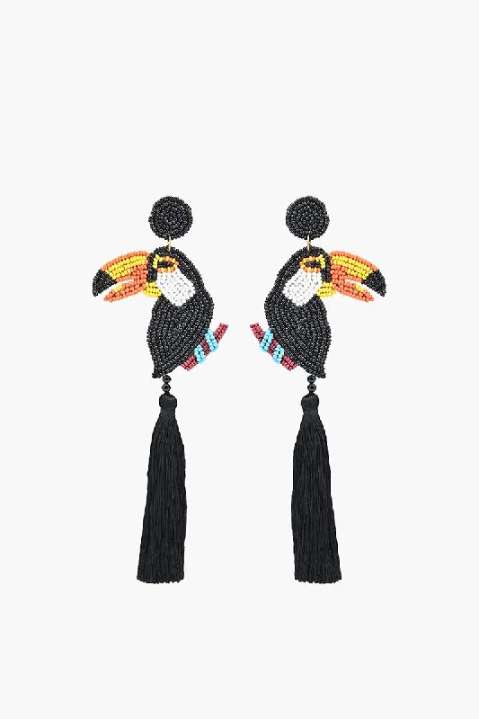 Geometric Drop Earrings for Trend -Toucan Paradise Beaded Earrings