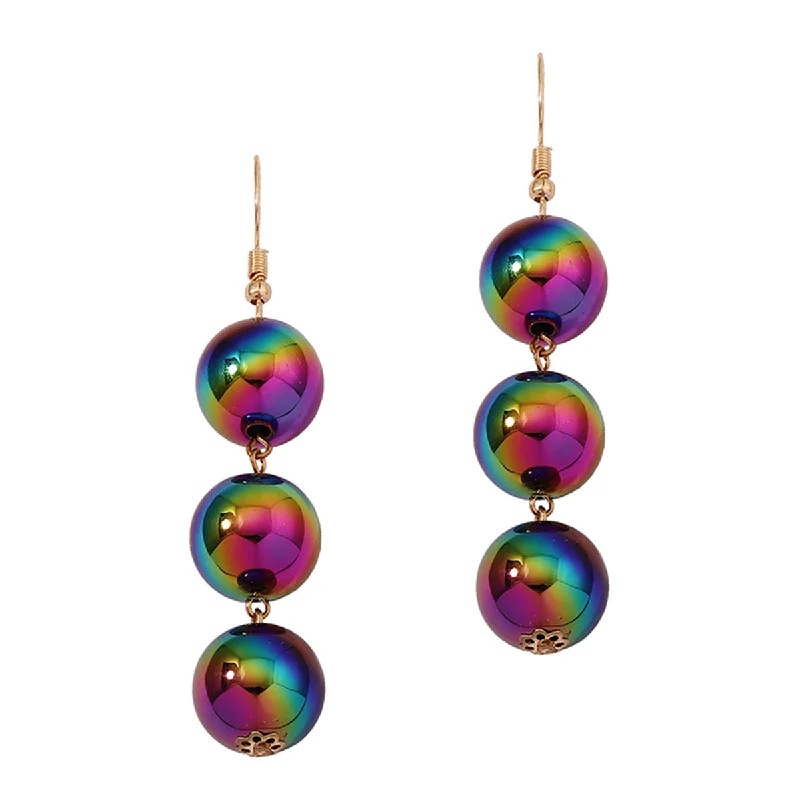 Contemporary Drop Earrings for Fashion -Wholesale Resin Colorful Ball Long Spliced Earrings