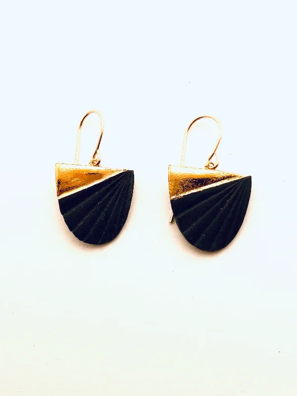 Vintage Drop Earrings with Patina -Chilton Earrings, Black