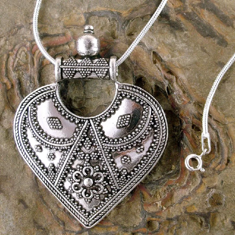 Best necklaces and pendants with statement designs for a fashionable accessory-Mighty Heart Sterling Silver Pendant Necklace